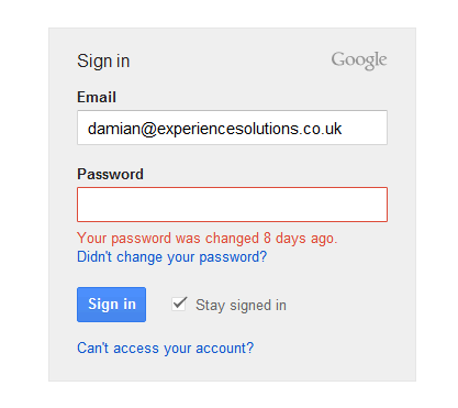 Google's password changed reminder