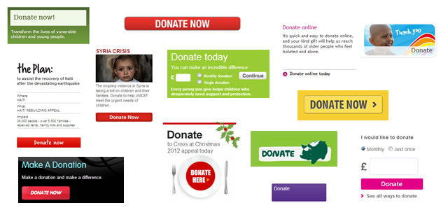 Donation appeals from charity websites