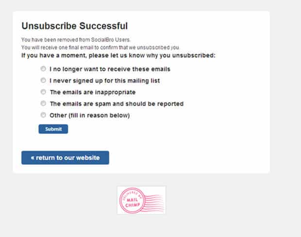 Unsubscribe Successful 