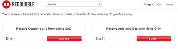 Unsubscribing options