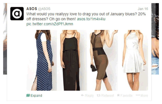  ASOS using the in timeline images to guide visitors from social media to ecommerce 