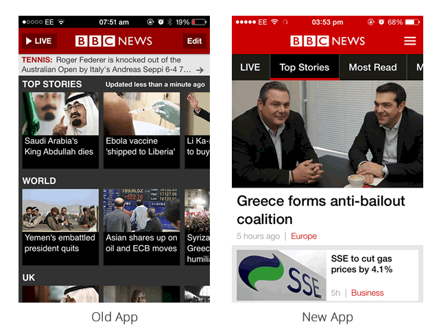 New vs Old app