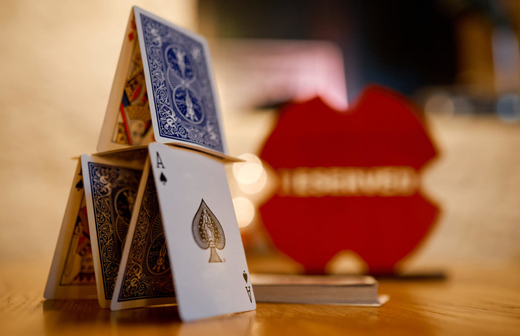 Pyramid made from playing cards