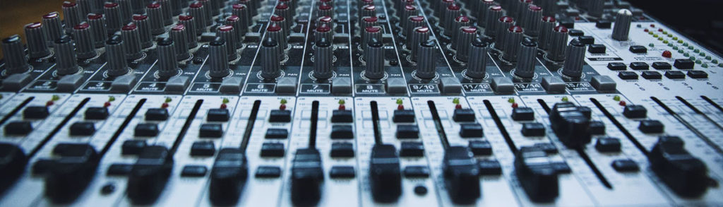 Faders on a sound mixer